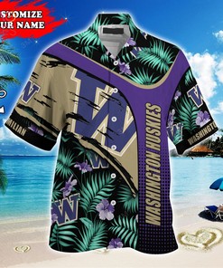 Washington Huskies Customized Summer Hawaiian Shirt, With Tropical Pattern for Fans