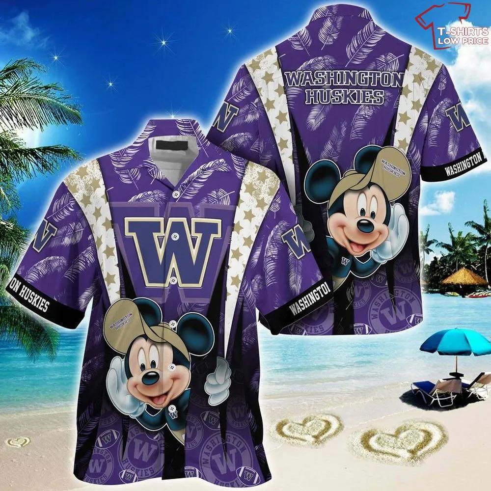 Washington Huskies Mickey Mouse Hawaiian Shirt