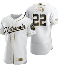 Washington Nationals #22 Juan Soto Mlb Golden Brandedition White Jersey Gift For Nationals Fans
