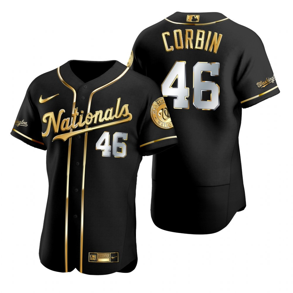 Washington Nationals #46 Patrick Corbin Mlb Golden Brandedition Black Jersey Gift For Nationals Fans