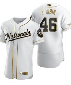 Washington Nationals #46 Patrick Corbin Mlb Golden Brandedition White Jersey Gift For Nationals Fans