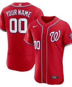 Washington Nationals Alternate Authentic Custom Patch Jersey Scarlet Custom Jerseys Mlb