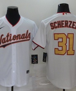Washington Nationals Max Scherzer #31 2020 Mlb White Jersey