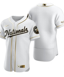 Washington Nationals Mlb Golden Brandedition White Jersey Gift For Nationals Fans