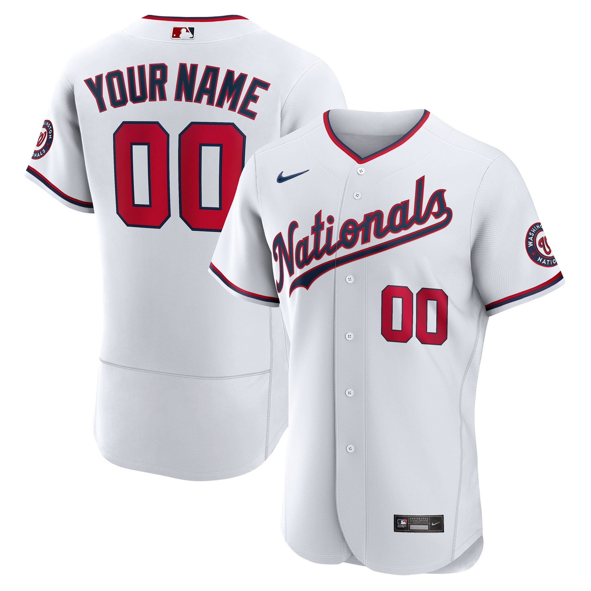 Washington Nationals Official Authentic Custom Jersey - White Custom Jerseys Mlb