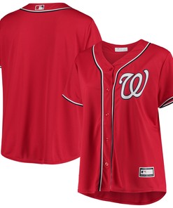 Washington Nationals Womens Plus Size Alternate Replica Team Jersey - Red Mlb