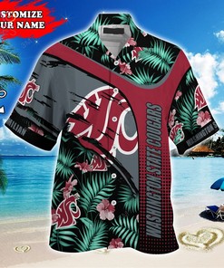 Washington State Cougars Customized Summer Hawaiian Shirt, With Tropical Pattern for Fans