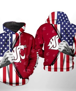 Washington State Cougars NCAA US Flag 3D Printed Hoodie/Zipper Hoodie