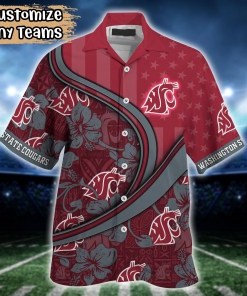 Washington State Cougars NCAA US Flag Flower Hawaii Shirt For Fans