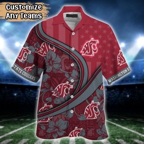 Washington State Cougars NCAA US Flag Flower Hawaii Shirt For Fans