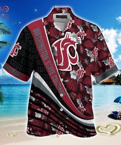Washington State Cougars Summer Hawaiian Shirt, With Tropical Flower Pattern for Fans