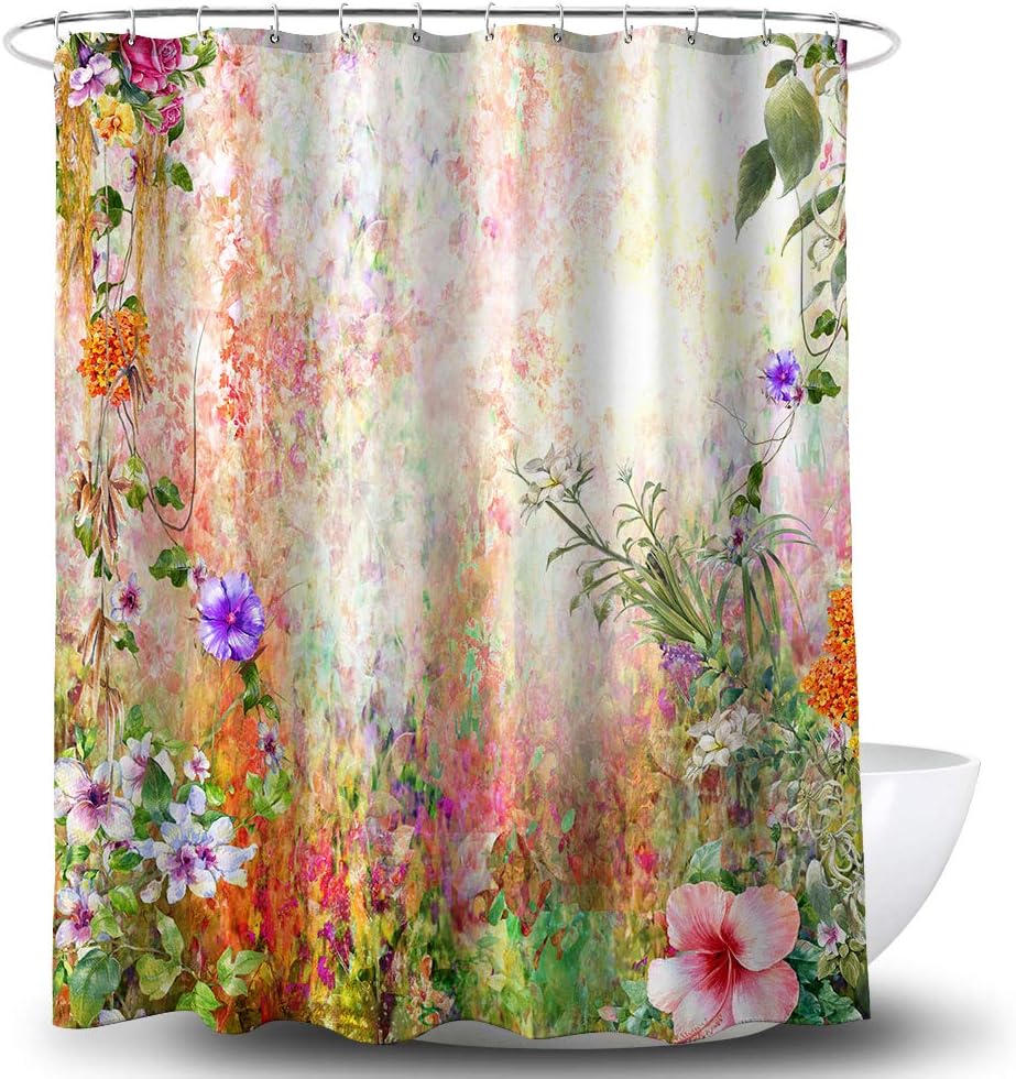 Watercolor Abstract Flowers Meadow Floral Garden Shower Curtain - Bring Nature into Your Bathroom