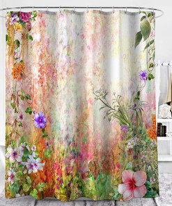 Watercolor Abstract Flowers Meadow Floral Garden Shower Curtain - Bring Nature into Your Bathroom