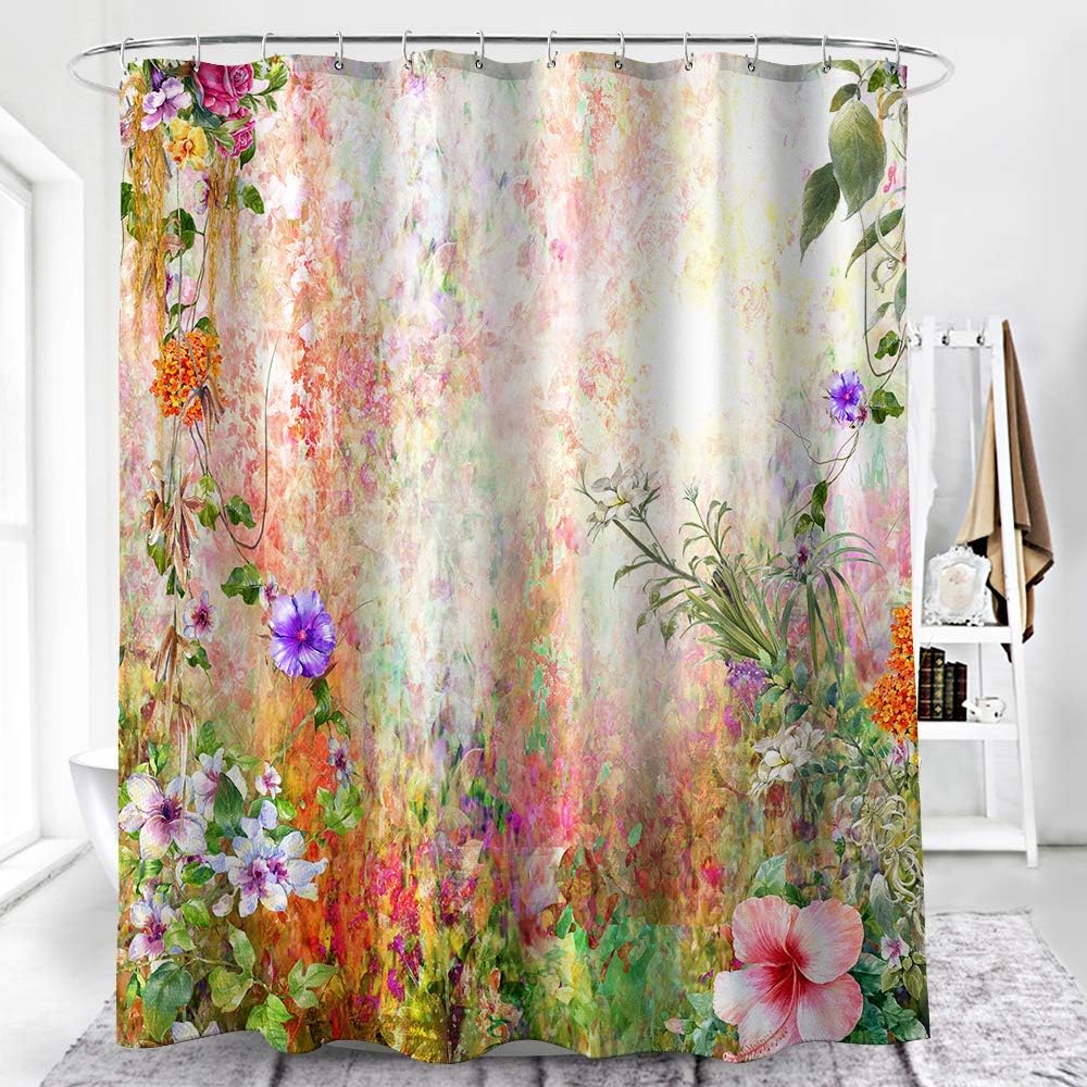 Watercolor Abstract Flowers Meadow Floral Garden Shower Curtain - Bring Nature into Your Bathroom
