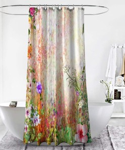 Watercolor Abstract Flowers Meadow Floral Garden Shower Curtain - Bring Nature into Your Bathroom