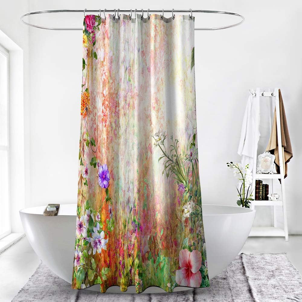 Watercolor Abstract Flowers Meadow Floral Garden Shower Curtain - Bring Nature into Your Bathroom