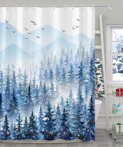 Watercolor Cow Highland Flower Shower Curtain - Abstract Design with Fun Cows and Flowers for Bathroom Decor 