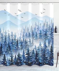 Watercolor Cow Highland Flower Shower Curtain - Abstract Design with Fun Cows and Flowers for Bathroom Decor
