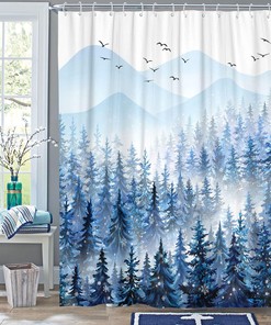 Watercolor Cow Highland Flower Shower Curtain - Abstract Design with Fun Cows and Flowers for Bathroom Decor