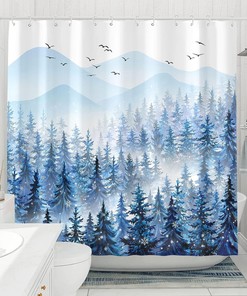 Watercolor Cow Highland Flower Shower Curtain - Abstract Design with Fun Cows and Flowers for Bathroom Decor