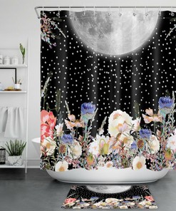 Watercolor Flowers Shower Curtain for Bohemian Bathroom Decor 