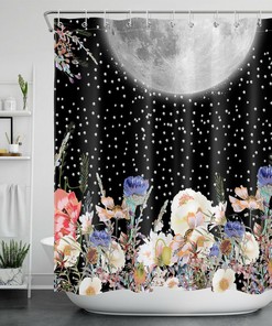 Watercolor Flowers Shower Curtain for Bohemian Bathroom Decor