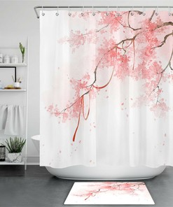 Watercolor Red Leaves Tree Shower Curtain for a Nature-Inspired Bathroom Accessory
