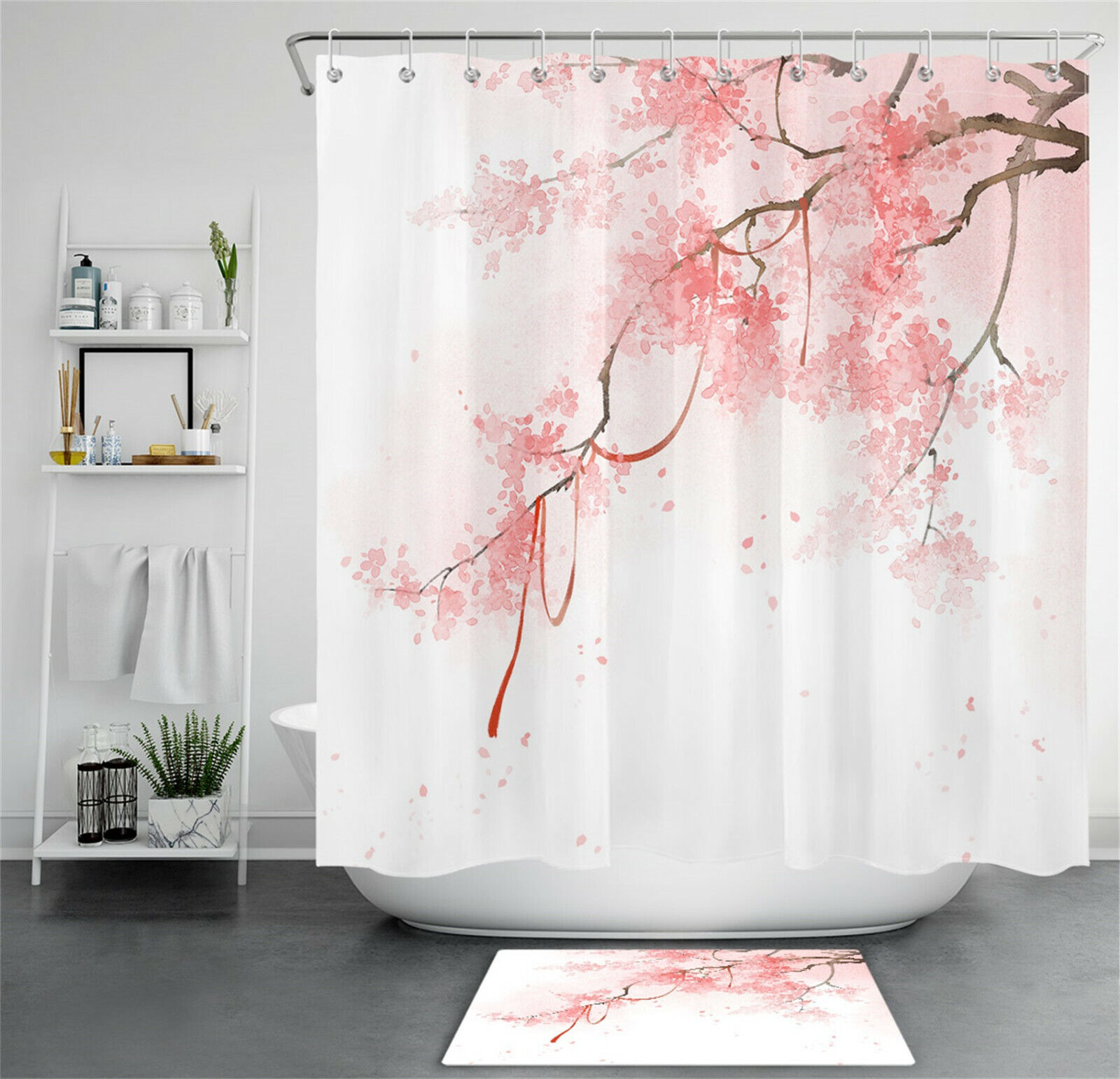 Watercolor Red Leaves Tree Shower Curtain for a Nature-Inspired Bathroom Accessory