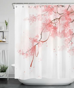 Watercolor Red Leaves Tree Shower Curtain for a Nature-Inspired Bathroom Accessory