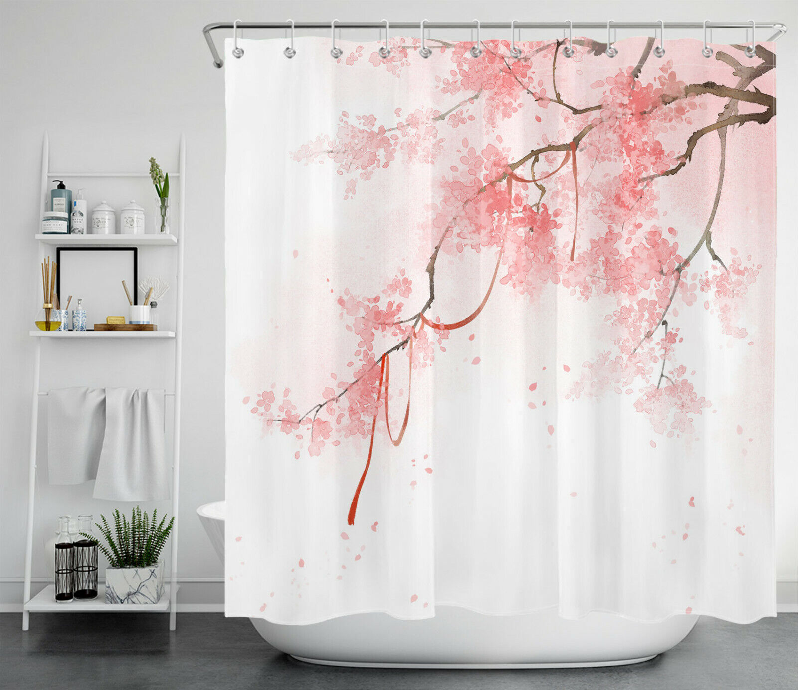 Watercolor Red Leaves Tree Shower Curtain for a Nature-Inspired Bathroom Accessory