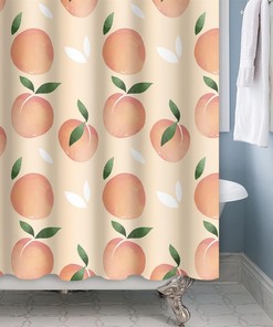 Watercolor Summer Leaf Shower Curtain in Beige and Colorful Leaves - Perfect for Fruit Decor