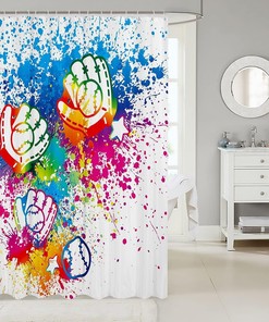 Watercolor Tie-dye Graffiti Baseball Shower Curtain for Sports Bathroom Decor