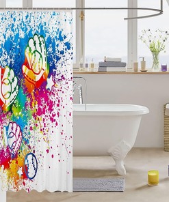Watercolor Tie-dye Graffiti Baseball Shower Curtain for Sports Bathroom Decor