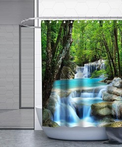 Waterfall 3D Fabric Shower Curtain Bathroom Decor 