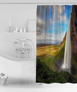 Waterfall Landscape and Sky Shower Curtain for Bathroom Decor