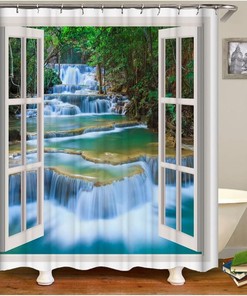 Waterfall Pattern Shower Curtain - Natural Bathroom Decor