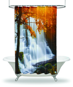 Waterfall Tropical Rainforest Nature Bathroom Shower Curtain - Waterproof Fabric