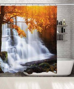 Waterfall Tropical Rainforest Nature Bathroom Shower Curtain - Waterproof Fabric