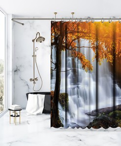Waterfall Tropical Rainforest Nature Bathroom Shower Curtain - Waterproof Fabric