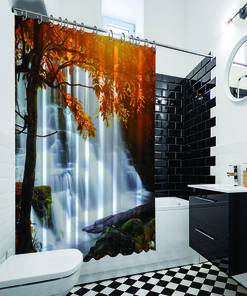 Waterfall Tropical Rainforest Nature Bathroom Shower Curtain - Waterproof Fabric