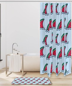 Watermelon Shark Bathroom Shower Curtain Accessories for Women Men - Waterproof Fabric