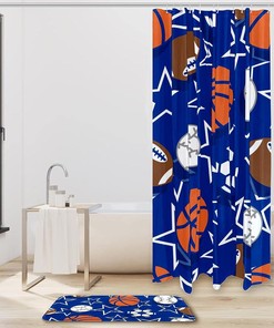 Waterproof Ball Pattern Football Basketball Baseball Bathroom Curtain for Home Decor