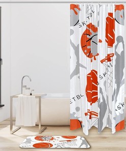 Waterproof Basketball Sports Bathroom Curtain - Perfect for Home Decor