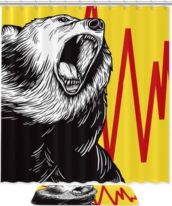 Waterproof Bathroom Shower Curtain with Bear Illustration