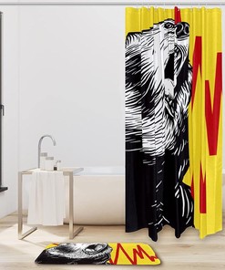 Waterproof Bathroom Shower Curtain with Bear Illustration