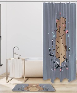 Waterproof Bathroom Shower Curtain with Bear Print