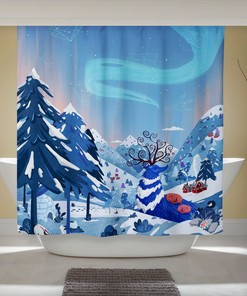 Waterproof Christmas Shower Curtain featuring Australia - Perfect for Festive Bathroom Decor