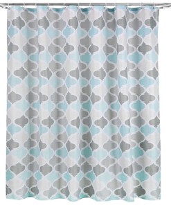Waterproof Geometric Fabric Cloth Shower Curtain in Blue Grey