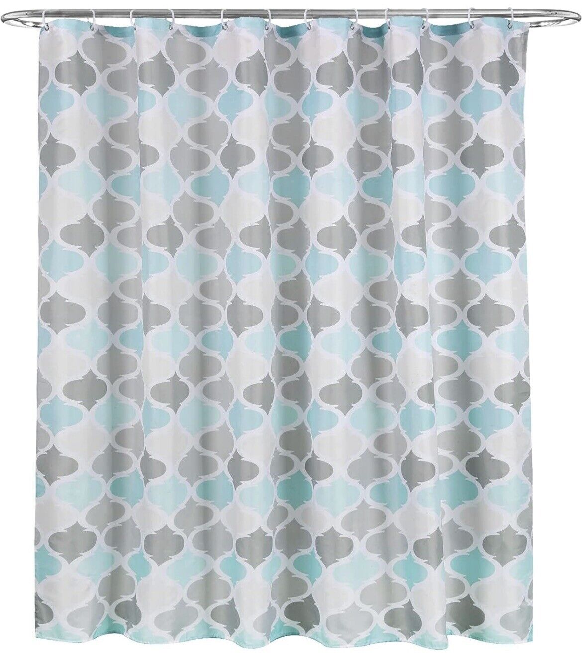 Waterproof Geometric Fabric Cloth Shower Curtain in Blue Grey