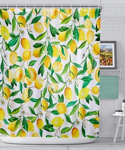 Waterproof Lemon Shower Curtain - Fabric for Bathroom Home Decor